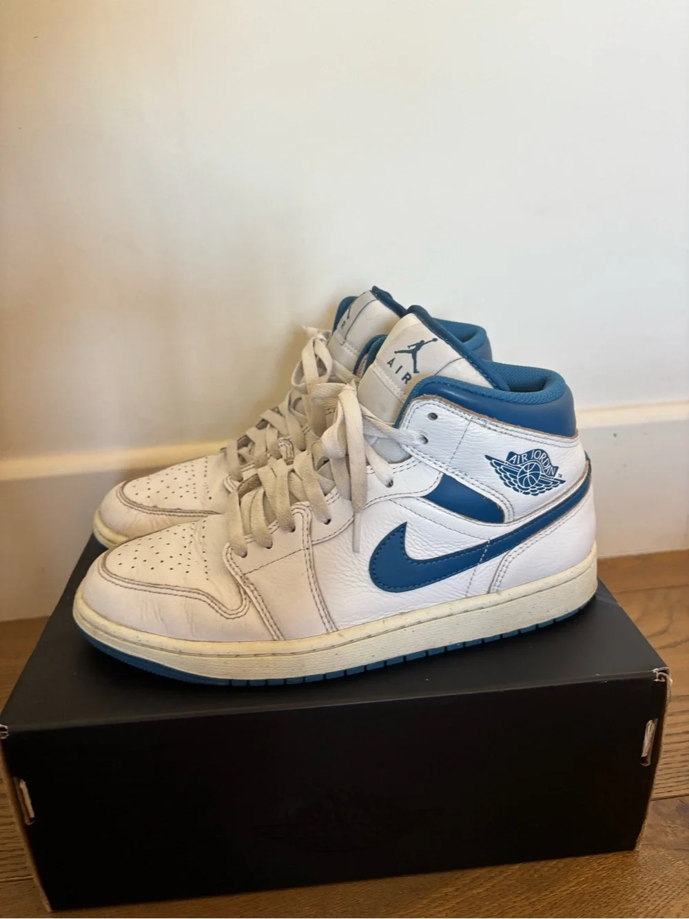 Nike Air Jordan 1 Mid SE Shoes Industrial Blue White FN5215-141 Men's 9